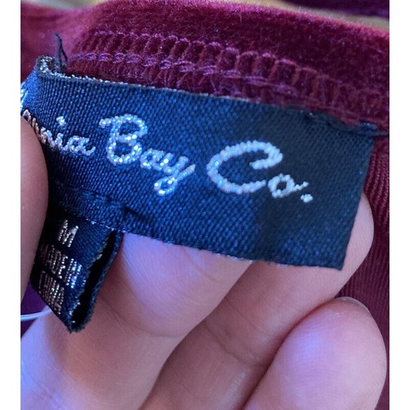 California Bay Co Faux Velvet Spaghetti Strap Dress Size Medium Women’s Wine - Picture 4 of 8